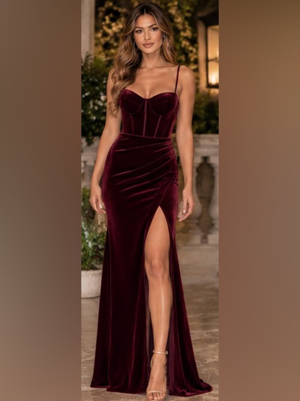 Windsor Fia Burgundy Velvet Corset Mermaid Formal Dress Size S NWT - Picture 8 of 16